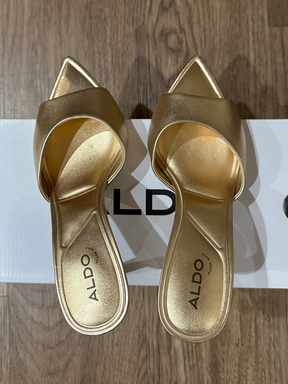Aldo Metallic Gold Pointed-Toe Slide Heels